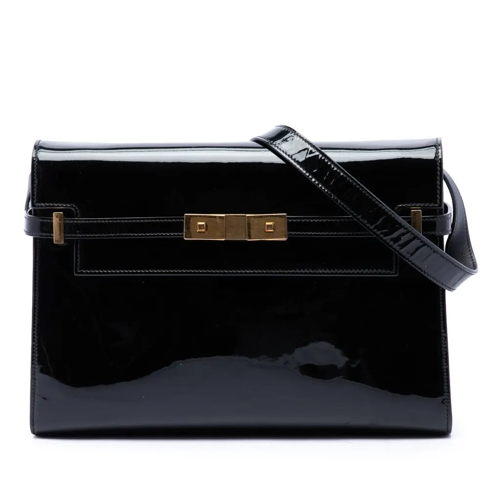 Saint Laurent Medium Patent Manhattan Shoulder Bag Black Leather Very good - Front View