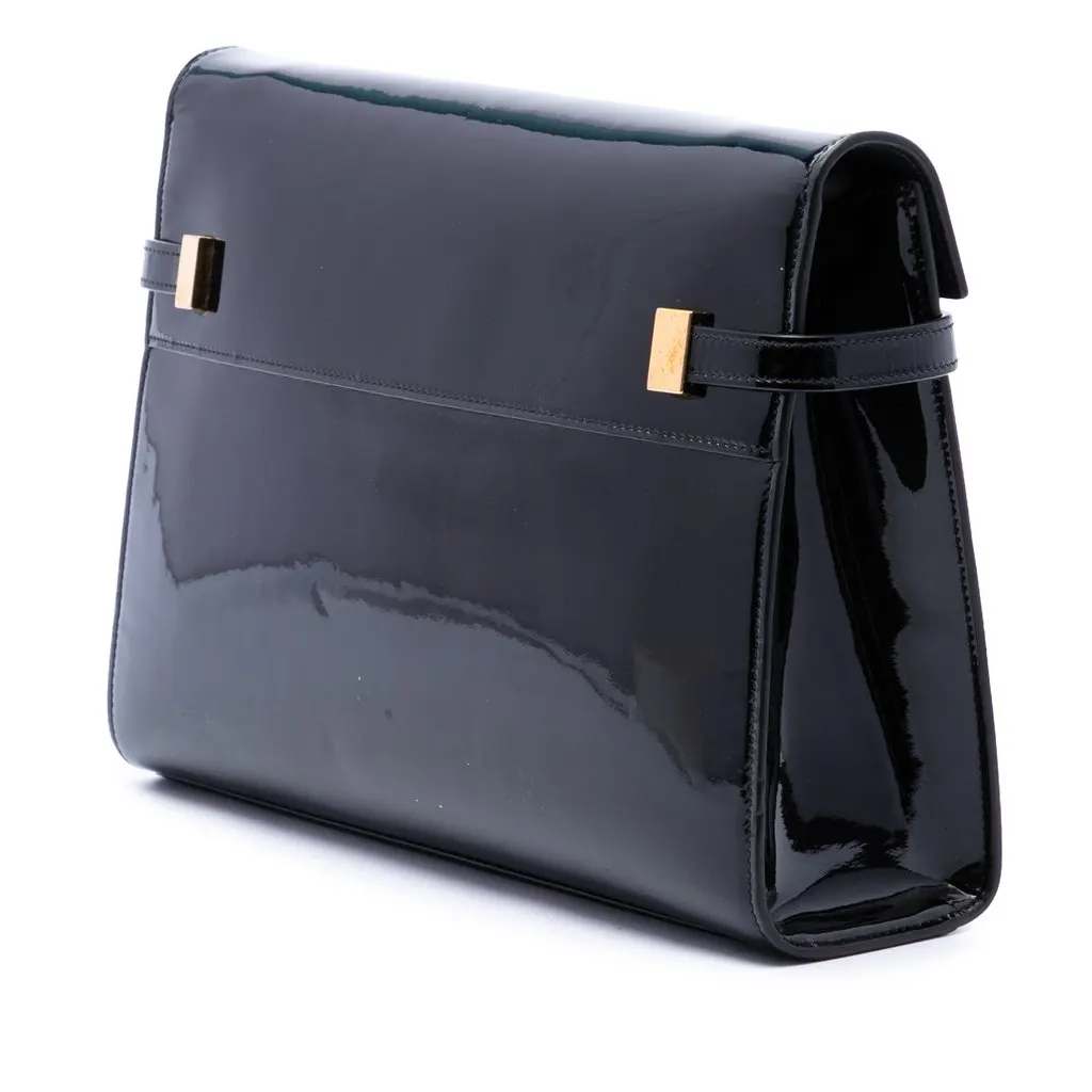 Saint Laurent Medium Patent Manhattan Shoulder Bag Black Leather Very good - Back View