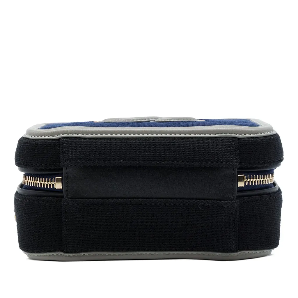 Chanel Small Tricolor Jersey CC Filigree Vanity Case Blue Cotton Very good - Inside View