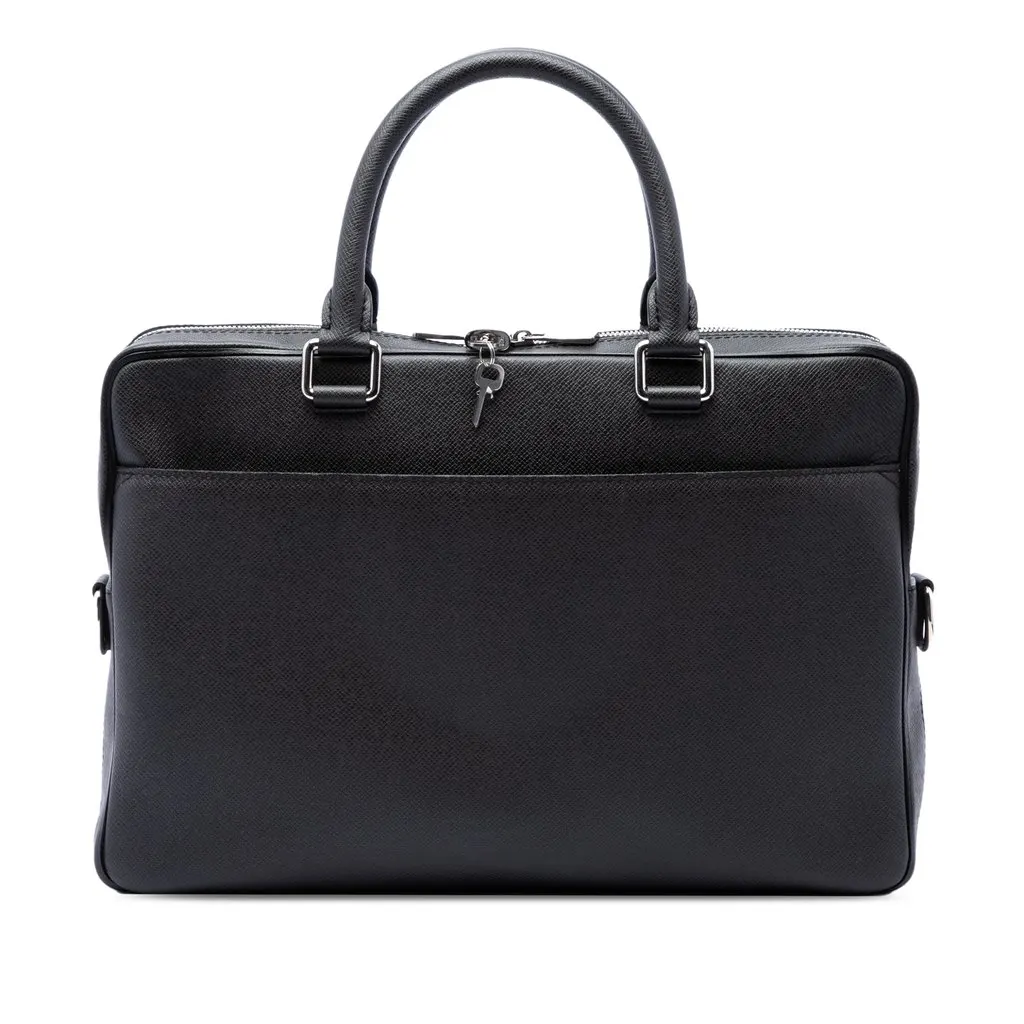Louis Vuitton Taiga Porte Documents Business PM Black Leather Very good - Front View
