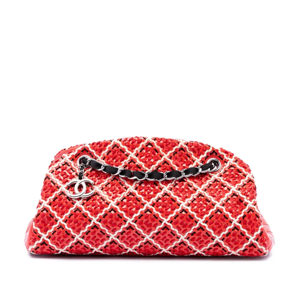 Chanel Small Patent Stitch Just Mademoiselle Bowling Bag Red Leather Very good - Front View