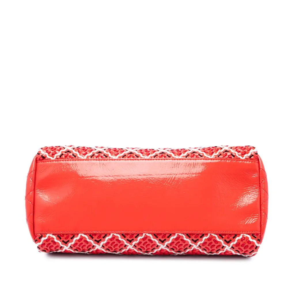 Chanel Small Patent Stitch Just Mademoiselle Bowling Bag Red Leather Very good - Inside View