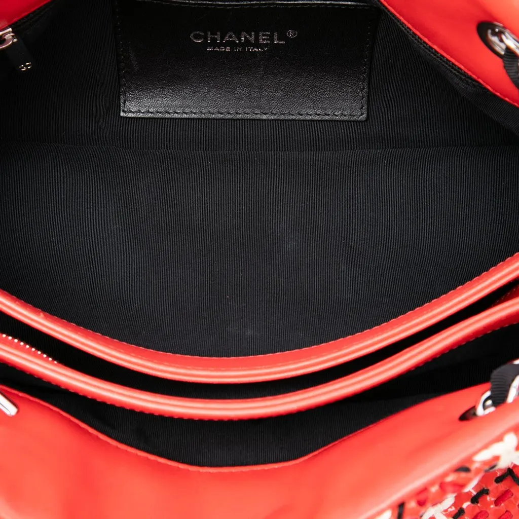 Chanel Small Patent Stitch Just Mademoiselle Bowling Bag Red Leather Very good - Model View