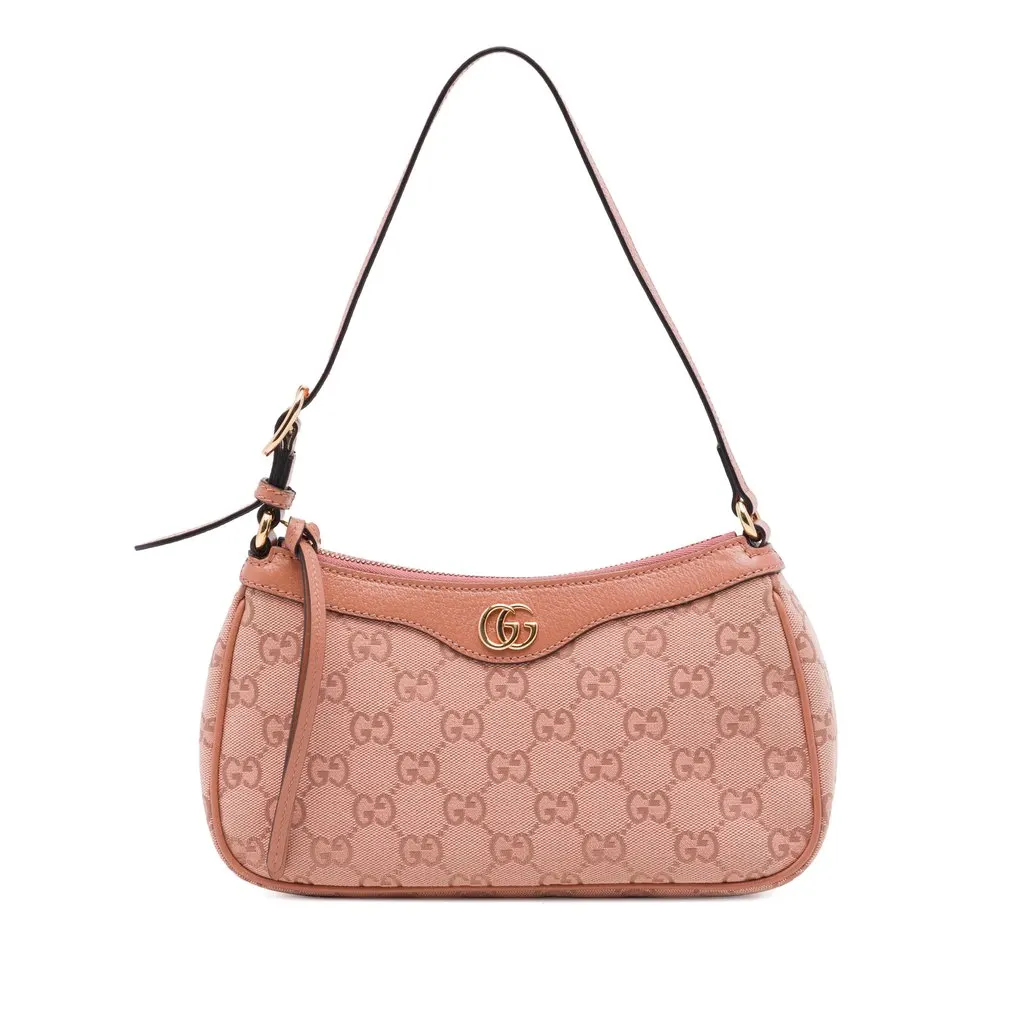 Gucci Small GG Canvas Ophidia Shoulder Bag Pink Very good - Front View