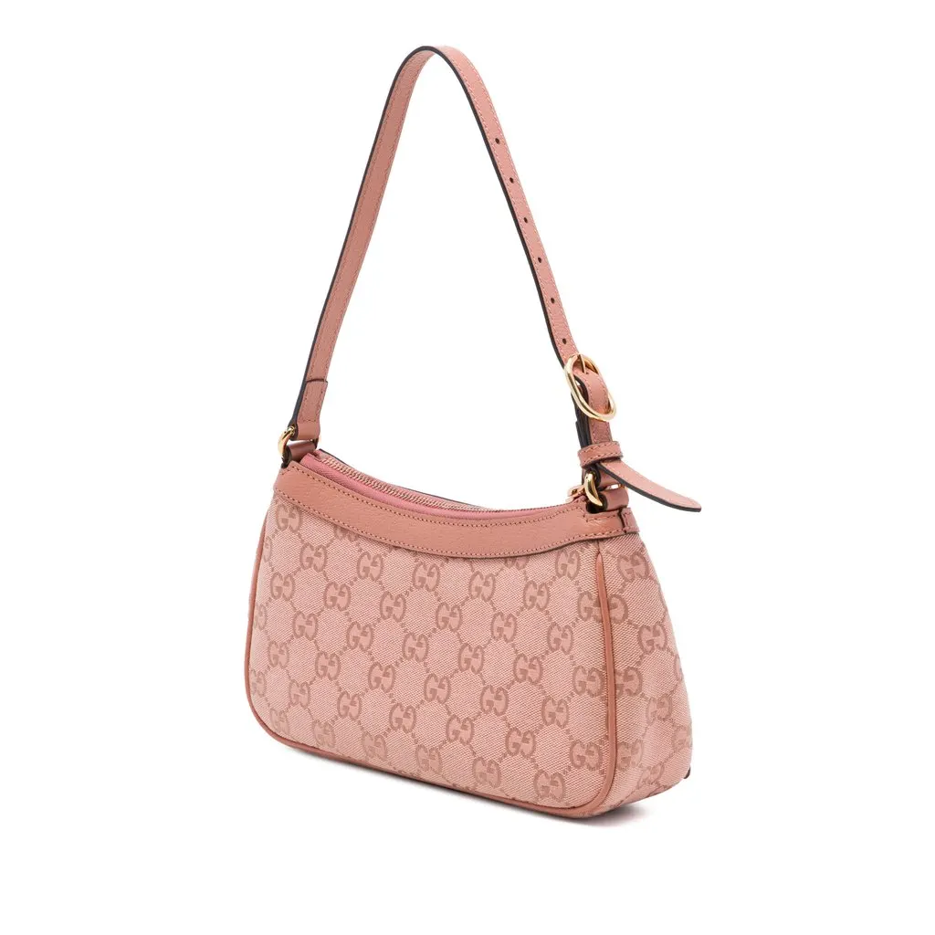 Gucci Small GG Canvas Ophidia Shoulder Bag Pink Very good - Back View