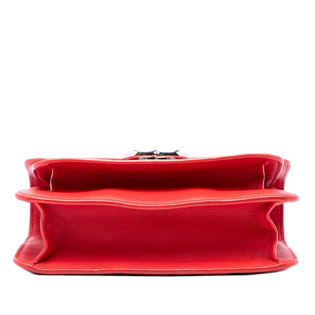 Chanel Mini Quilted Calfskin CC Box Flap Red Leather Good - Inside View