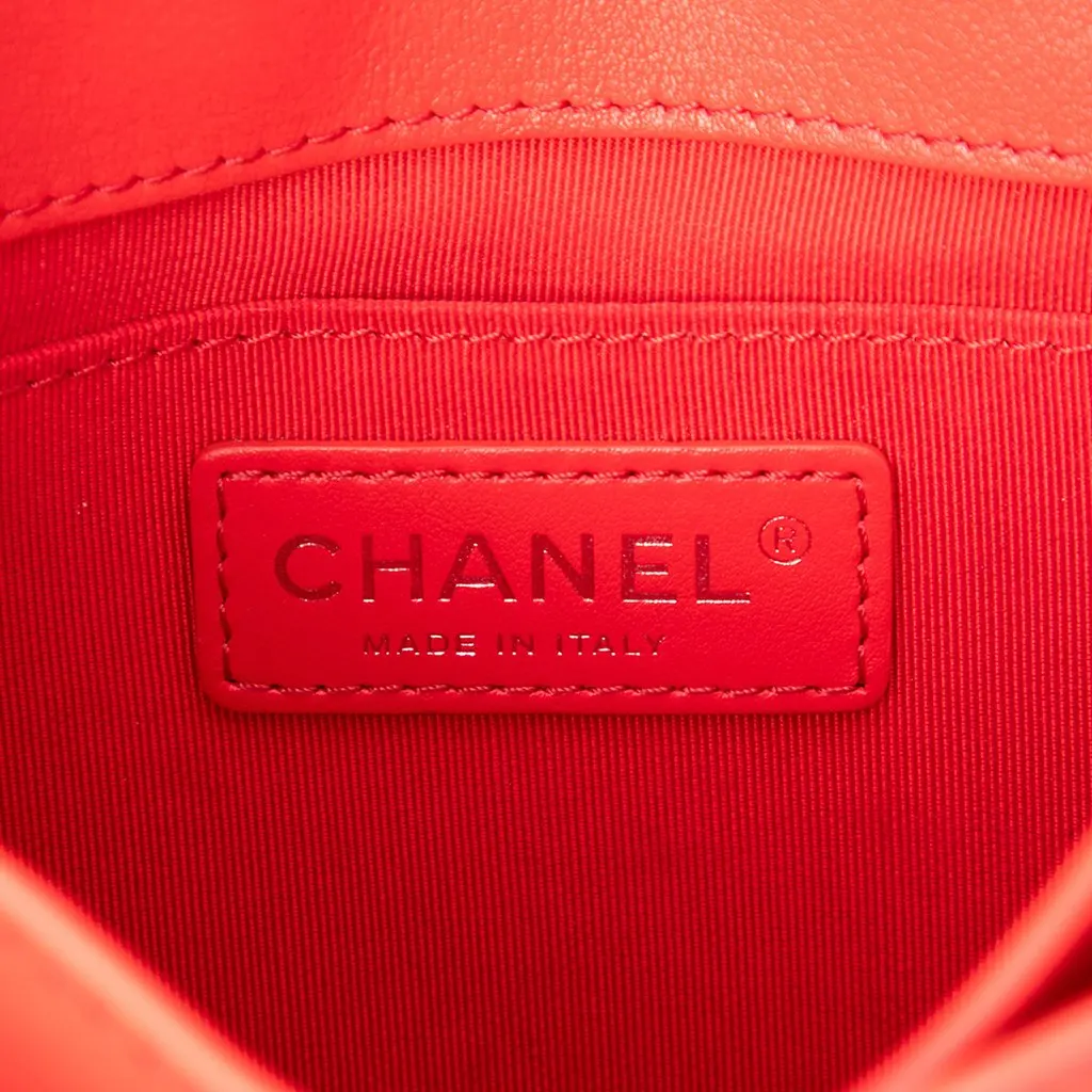 Chanel Mini Quilted Calfskin CC Box Flap Red Leather Good - Box View