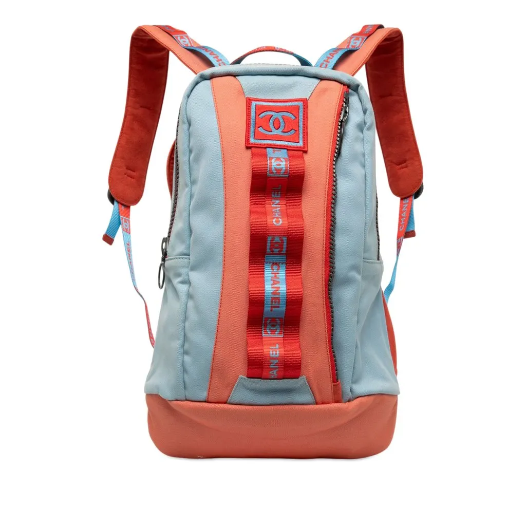 Chanel CC Bicolor Canvas Sport Line Backpack Blue Canvas Good - Front View