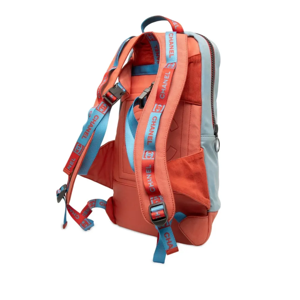 Chanel CC Bicolor Canvas Sport Line Backpack Blue Canvas Good - Back View