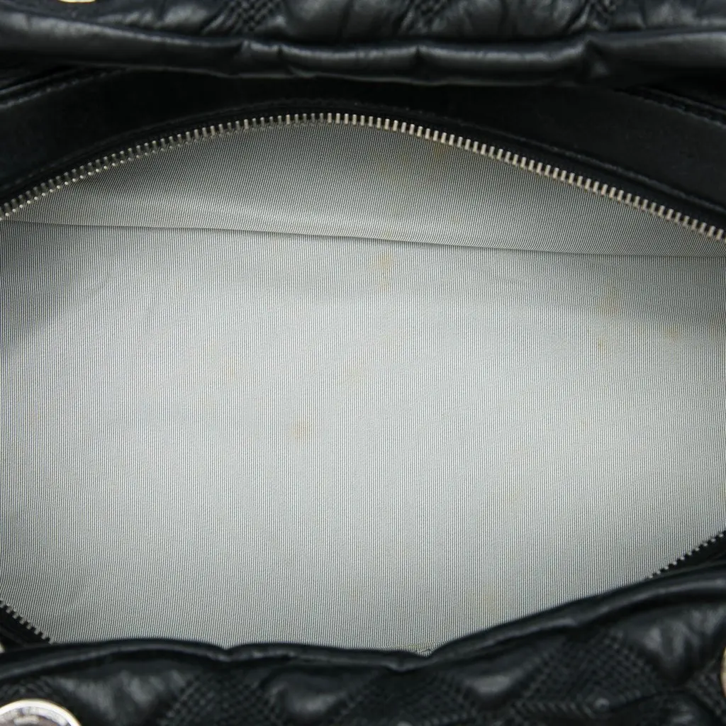 Chanel Lambskin Bubble Quilt Bowling Bag Black Leather Good - Model View