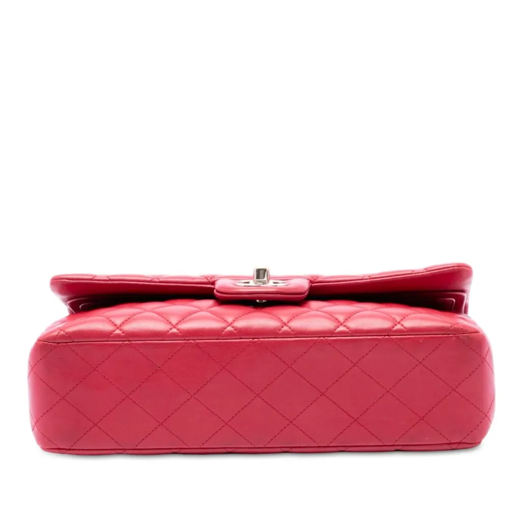 Chanel Medium Classic Lambskin Double Flap Red Leather Very good - Inside View