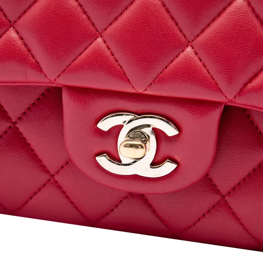Chanel Medium Classic Lambskin Double Flap Red Leather Very good - Box View