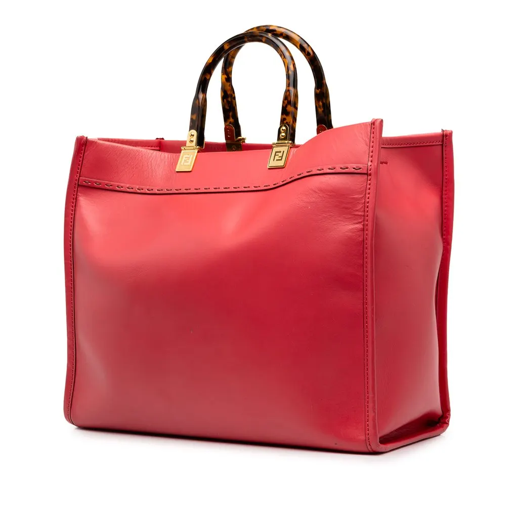 Fendi Medium Leather Sunshine Shopper Tote Pink Leather Very good - Back View