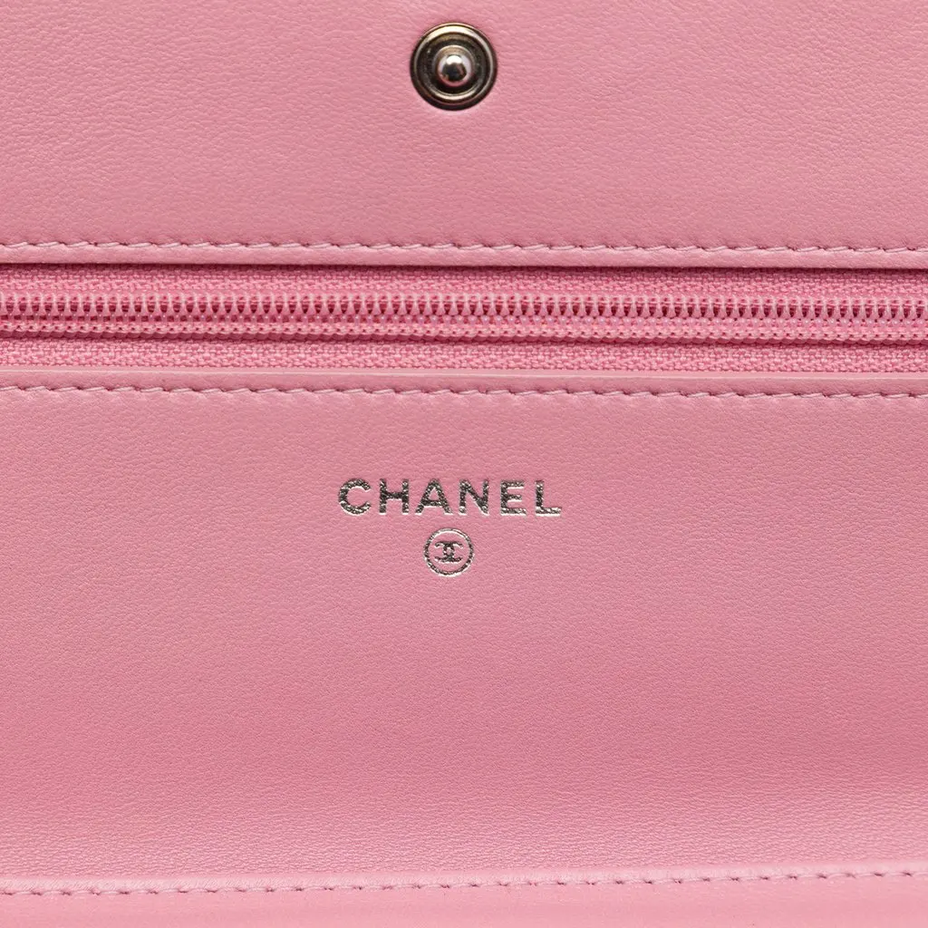 Chanel Quilted Lambskin Boy Wallet On Chain Pink Leather Very good - Box View