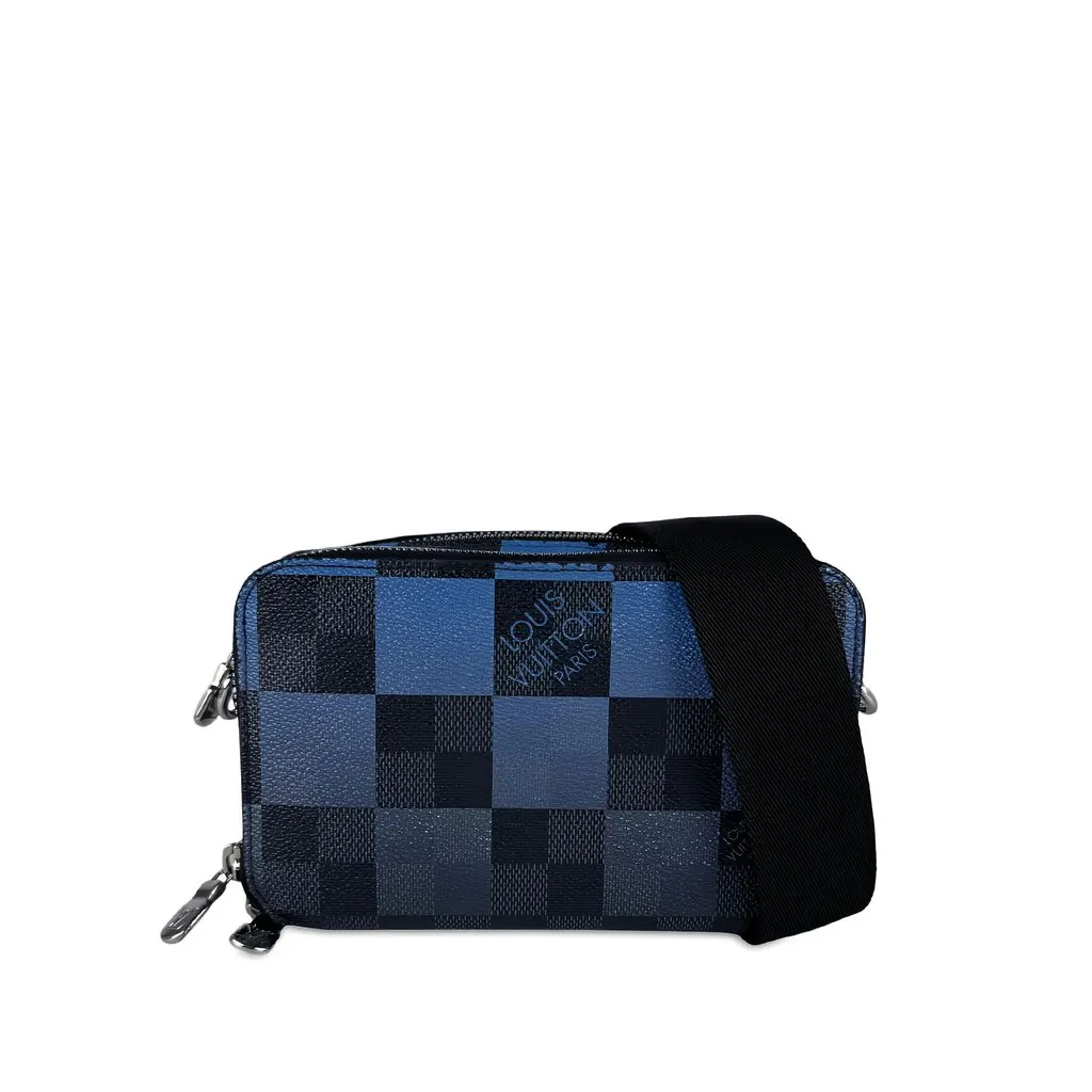Louis Vuitton Damier Graphite Giant Alpha Wearable Wallet Blue Canvas Good - Front View