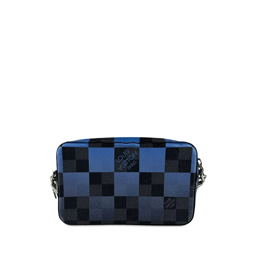 Louis Vuitton Damier Graphite Giant Alpha Wearable Wallet Blue Canvas Good - Back View