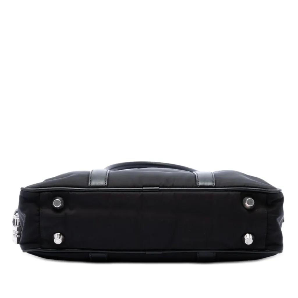 Prada Saffiano Trimmed Tessuto Business Bag Black Polyamide Very good - Inside View