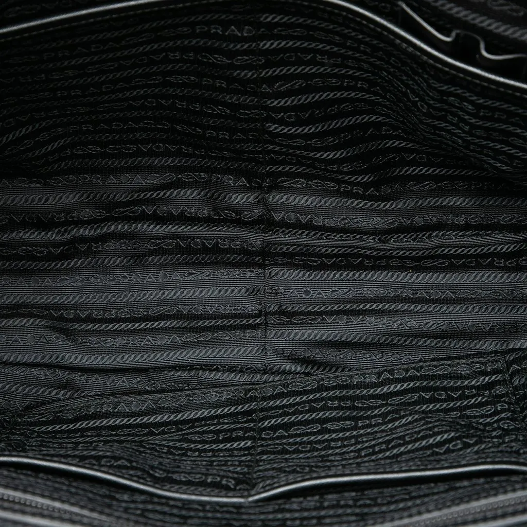 Prada Saffiano Trimmed Tessuto Business Bag Black Polyamide Very good - Model View