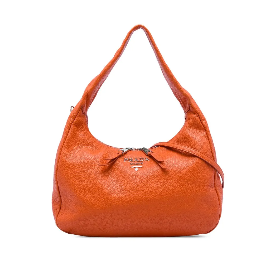 Prada Vitello Phenix Satchel Orange Leather Very good - Front View