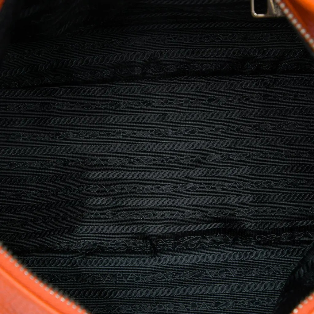 Prada Vitello Phenix Satchel Orange Leather Very good - Model View