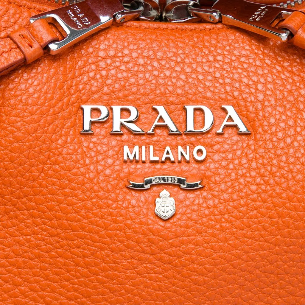 Prada Vitello Phenix Satchel Orange Leather Very good - Box View