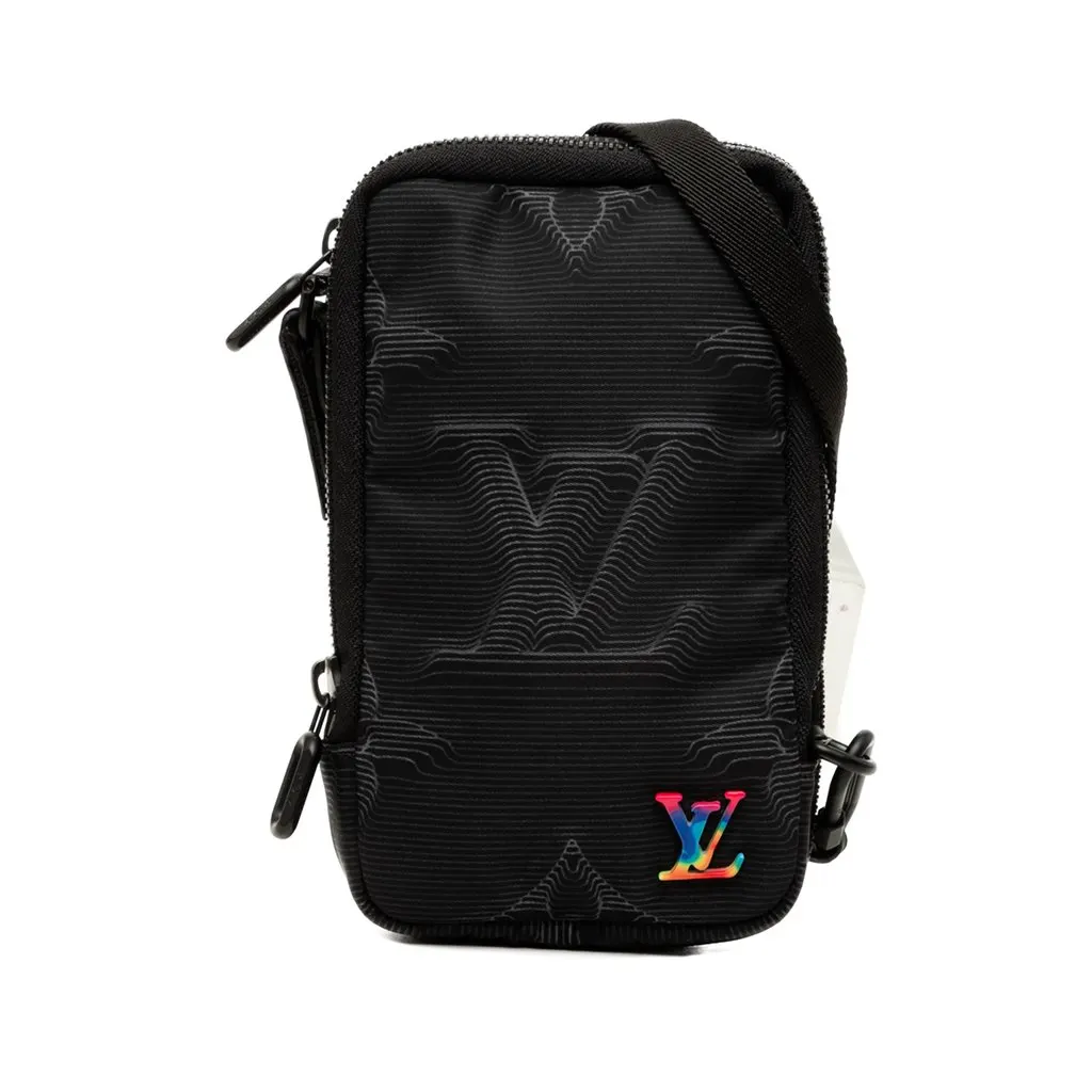 Louis Vuitton Monogram Nylon 2054 Double Phone Pouch Black Polyamide Very good - Front View