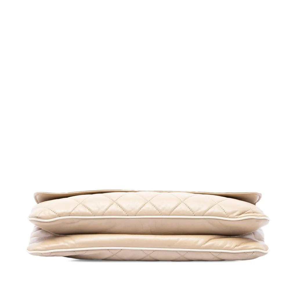 Chanel Quilted Lambskin East West Mademoiselle Flap Beige Leather Very good - Inside View