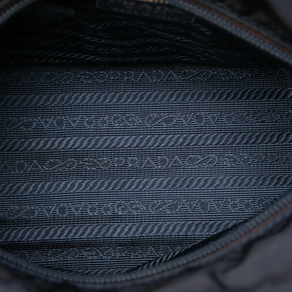 Prada Tessuto Metal Handle Bag Blue Very good - Model View