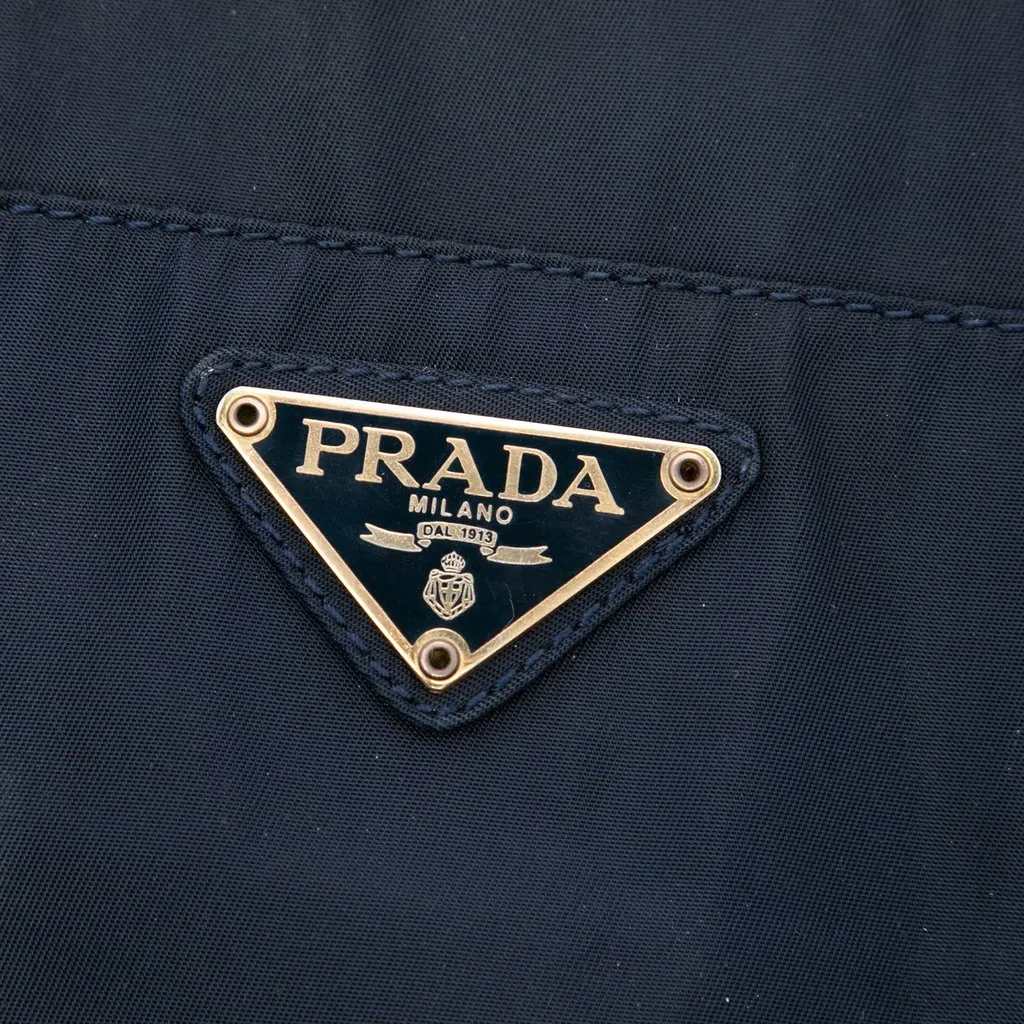 Prada Tessuto Metal Handle Bag Blue Very good - Box View