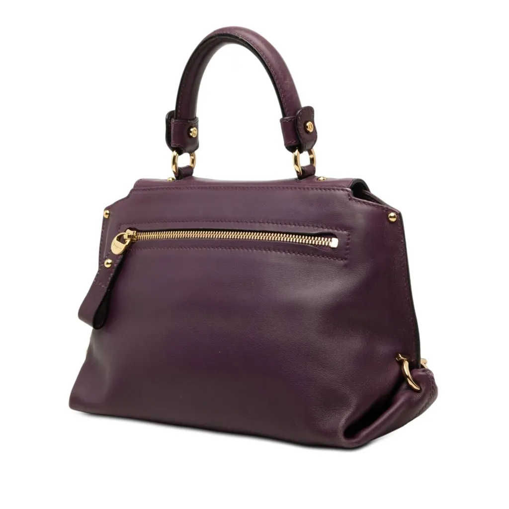 Ferragamo Small Leather Gancini Sofia Satchel Purple Leather Very good - Back View