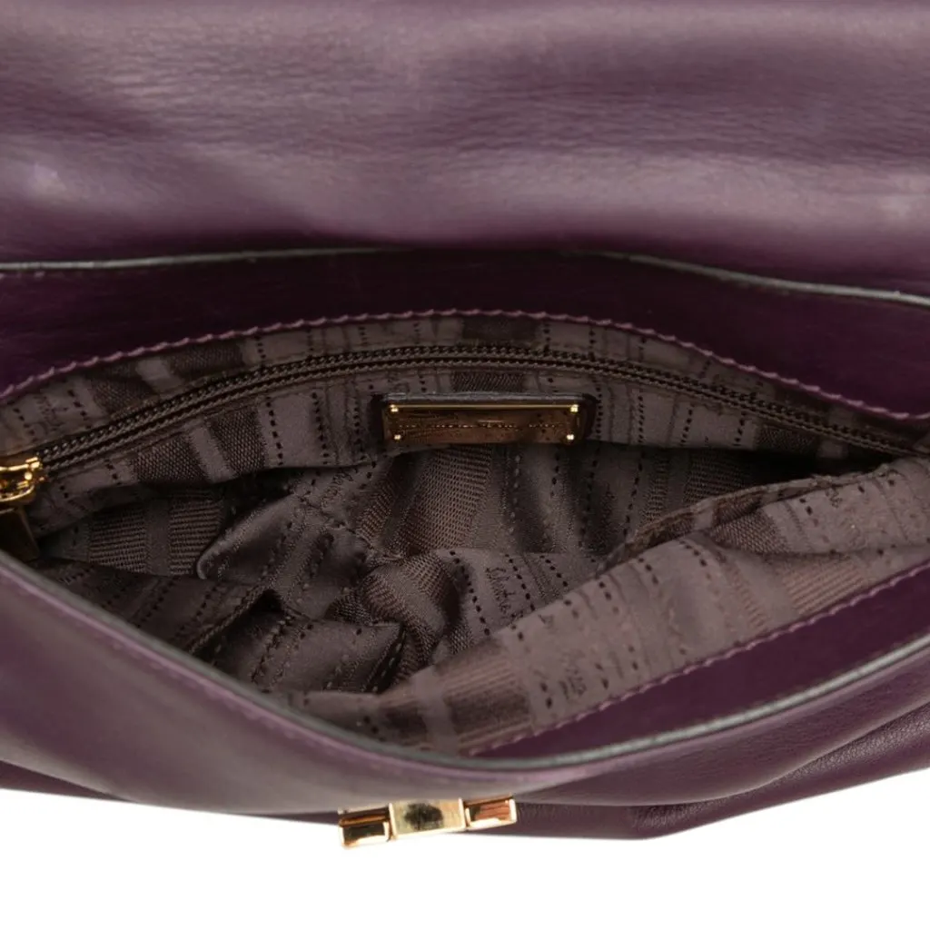 Ferragamo Small Leather Gancini Sofia Satchel Purple Leather Very good - Model View