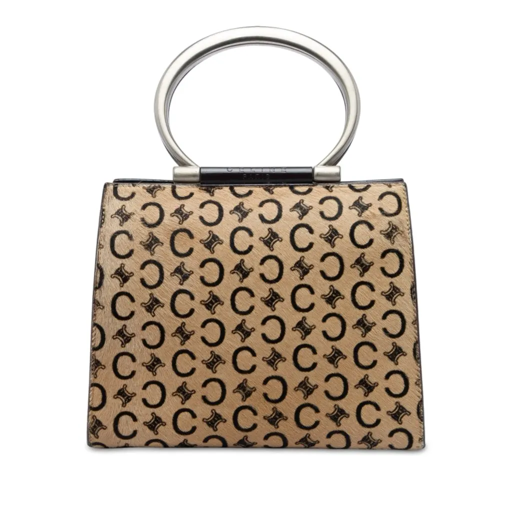 Celine C Macadam Pony Hair Top Handle Bag Brown Very good - Front View