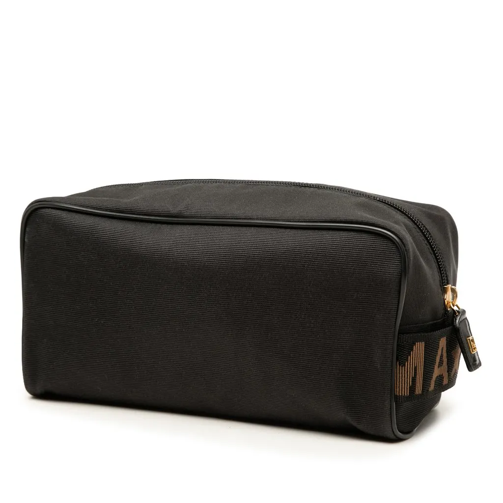 Fendi Nylon Logo Toiletry Pouch Black Polyamide Good - Back View