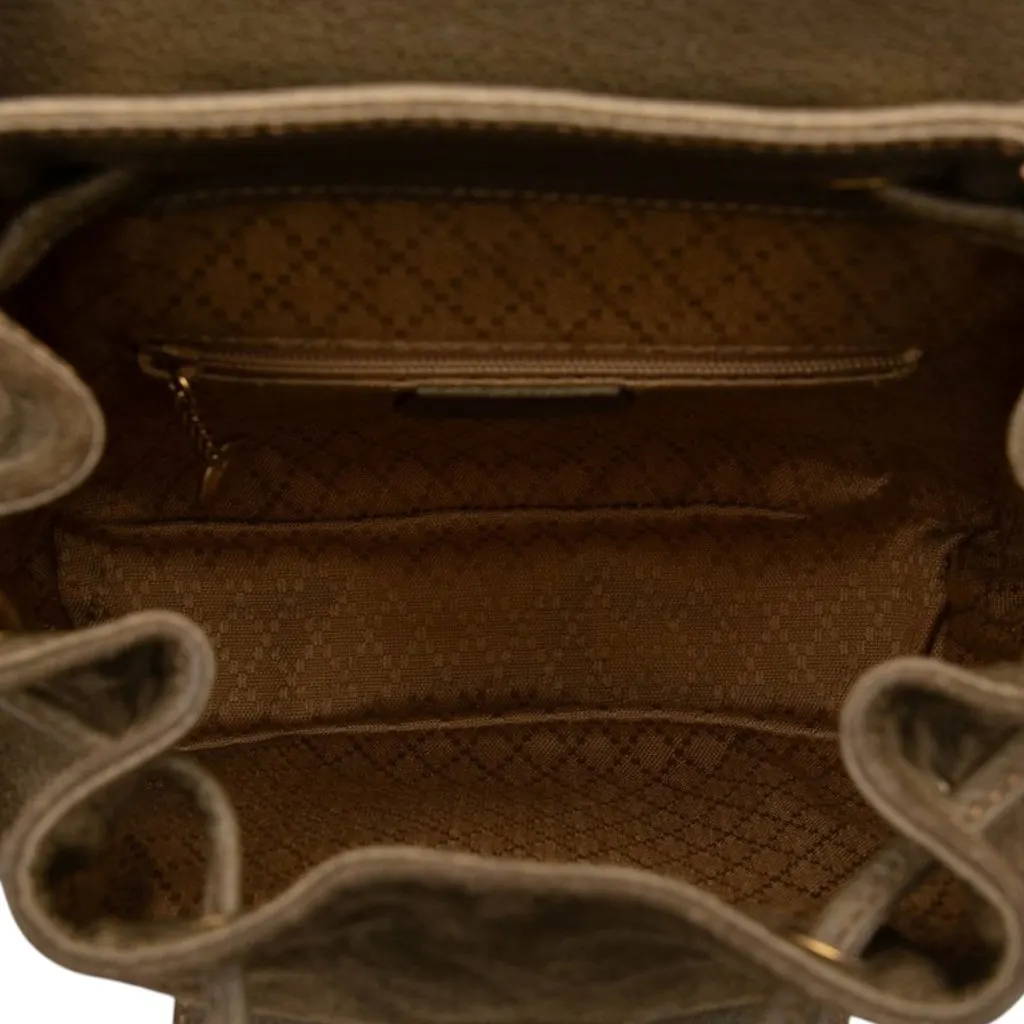 Gucci Suede Bamboo Backpack Brown Leather Very good - Model View
