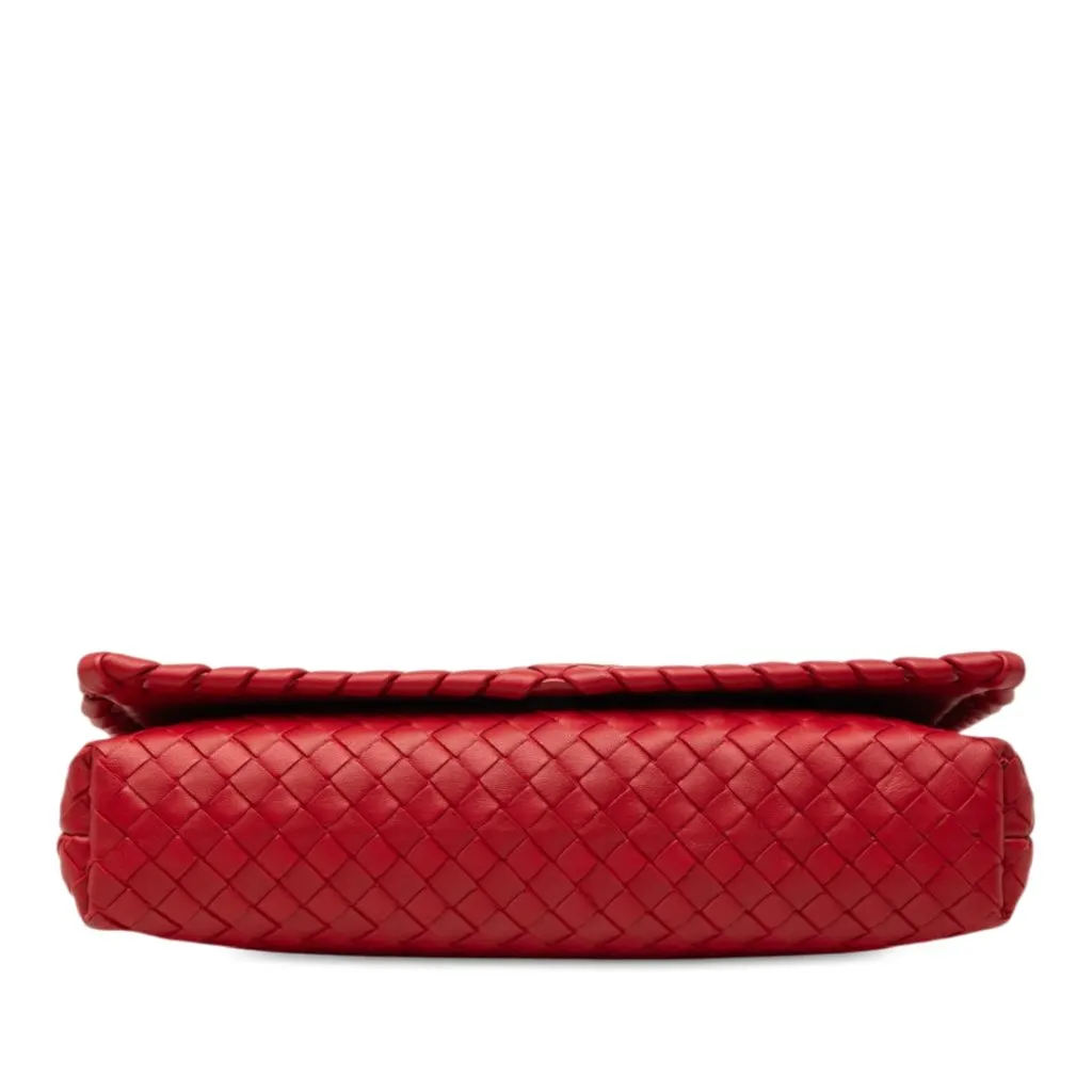 Bottega Veneta Nappa Intrecciato Flap Crossbody Red Leather Very good - Inside View