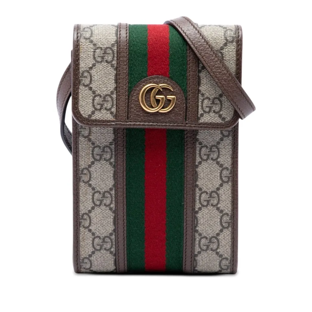 Gucci Mini GG Supreme Web Ophidia Crossbody Beige Canvas Very good - Front View