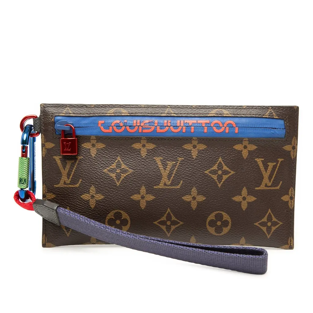 Louis Vuitton Monogram Outdoor Ribbon Pochette Brown Very good - Front View