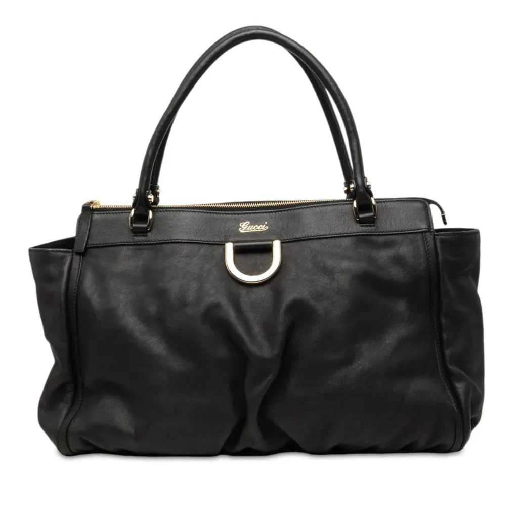 Gucci Calfskin Abbey D Ring Tote Black Leather Very good - Front View