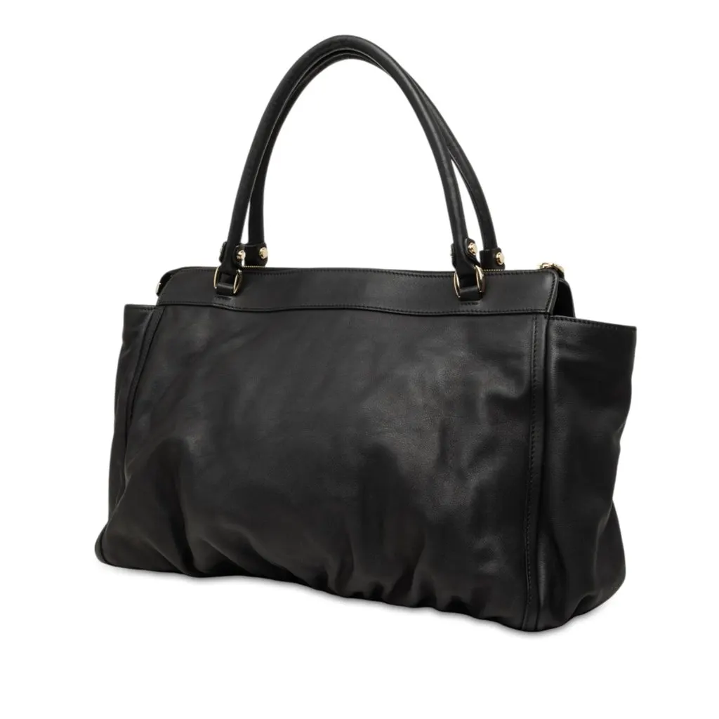 Gucci Calfskin Abbey D Ring Tote Black Leather Very good - Back View