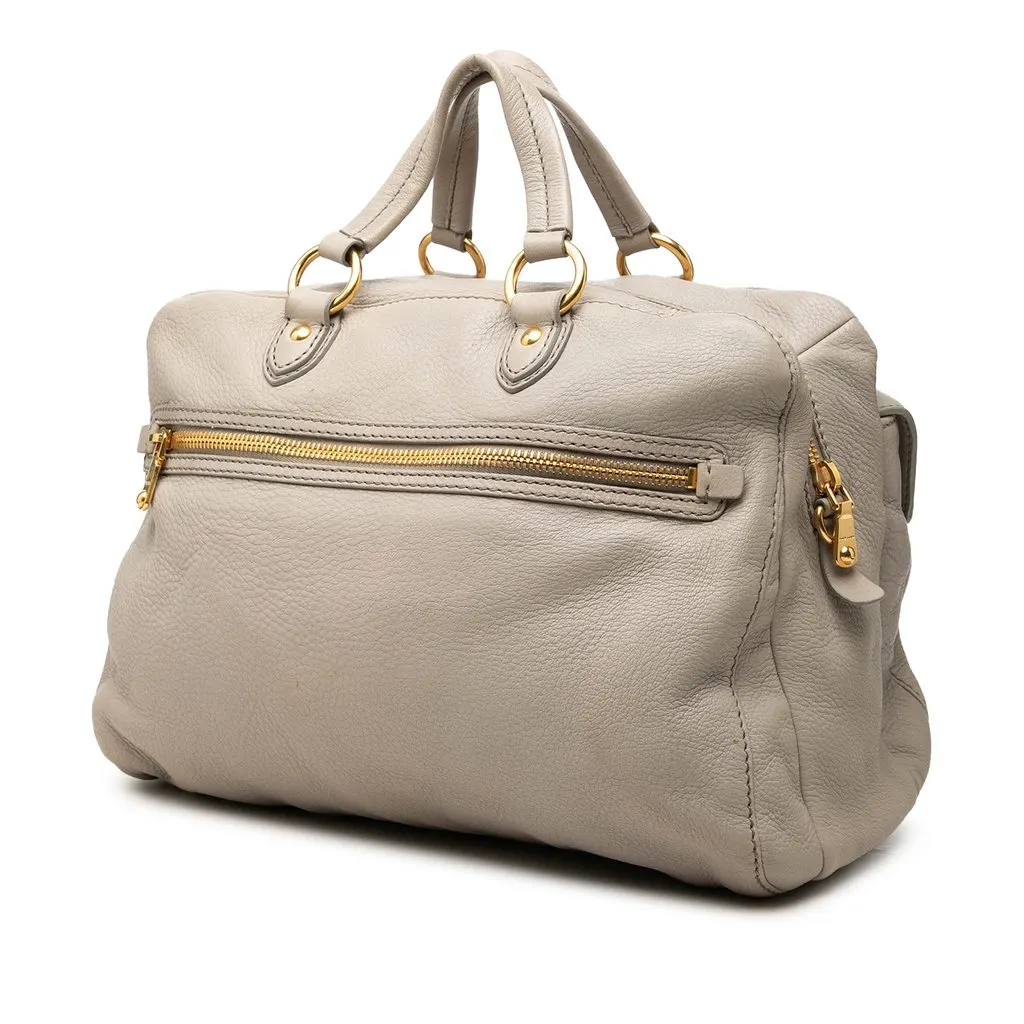 Miu Miu Leather Satchel Beige Leather Very good - Back View
