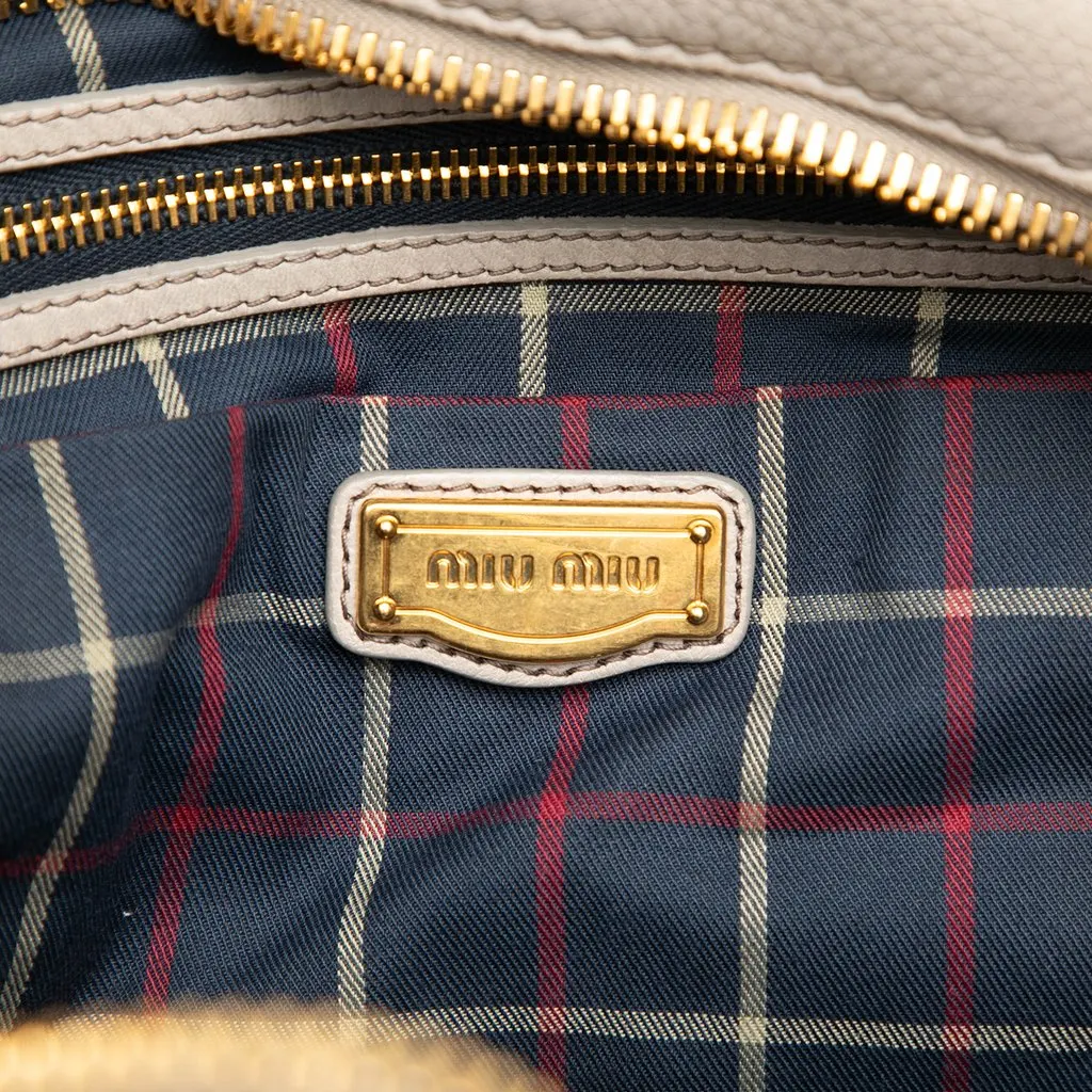 Miu Miu Leather Satchel Beige Leather Very good - Box View
