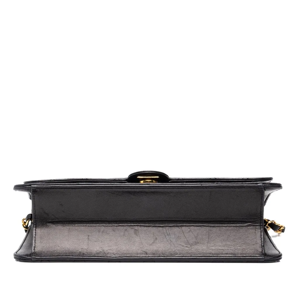 Chanel Medium CC Quilted Lambskin Single Flap Black Leather Good - Inside View