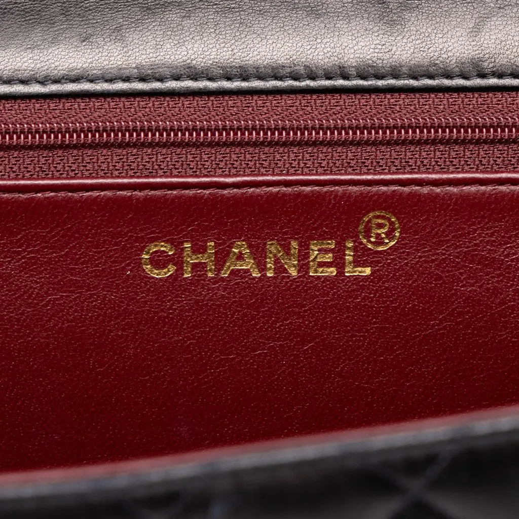 Chanel Medium CC Quilted Lambskin Single Flap Black Leather Good - Box View