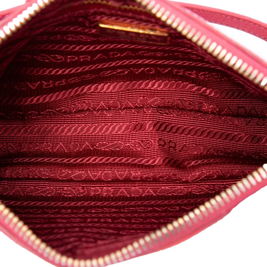 Prada Saffiano Shoulder Bag Pink Leather Good - Model View