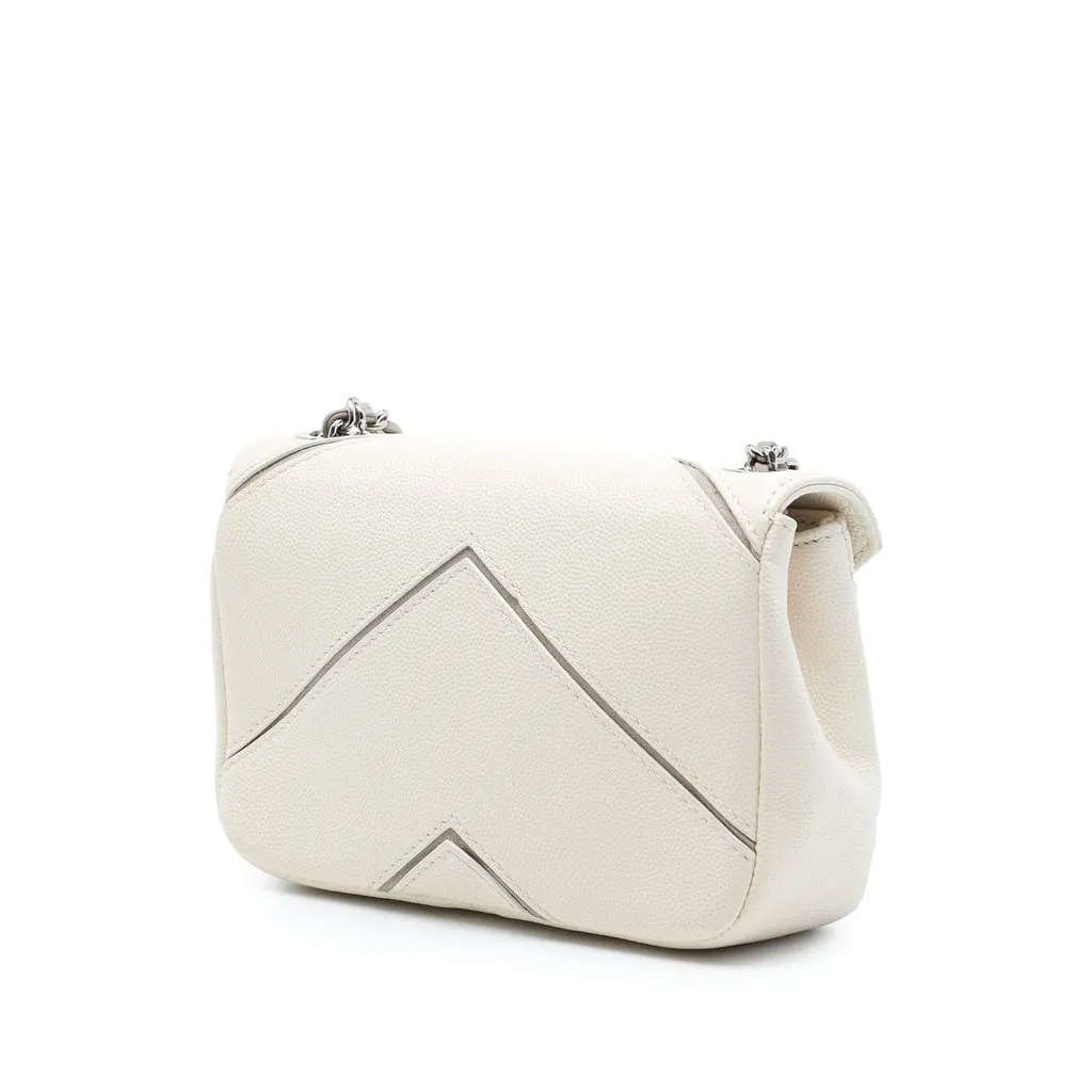 Chanel Small Macro Chevron Caviar Flap White Leather Very good - Back View