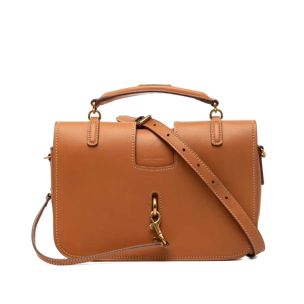 Saint Laurent Medium Lambskin Charlotte Messenger Bag Brown Leather Very good - Front View