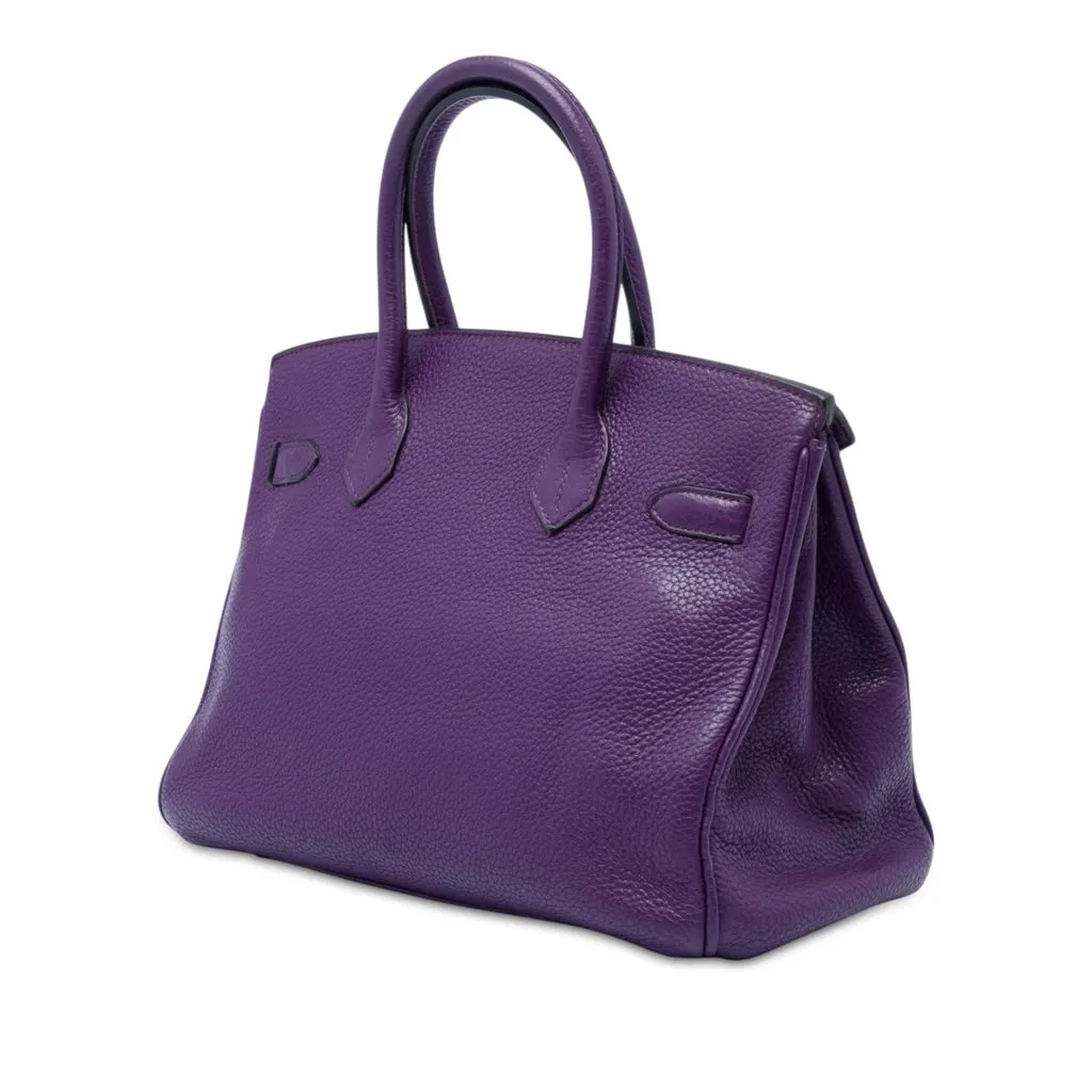 Hermès Clemence Birkin Retourne 30 Purple Leather Very good - Back View