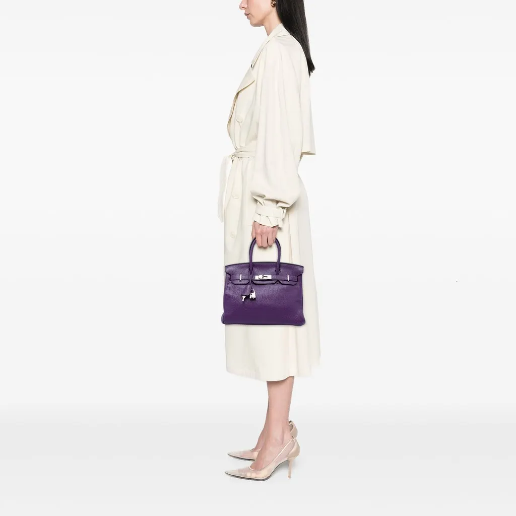 Hermès Clemence Birkin Retourne 30 Purple Leather Very good - Box View