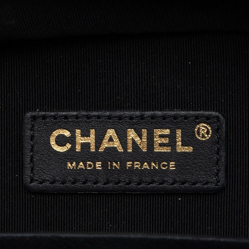 Chanel Calfskin Stitched Cup Of Tea Vanity Case Black Leather Very good - Box View