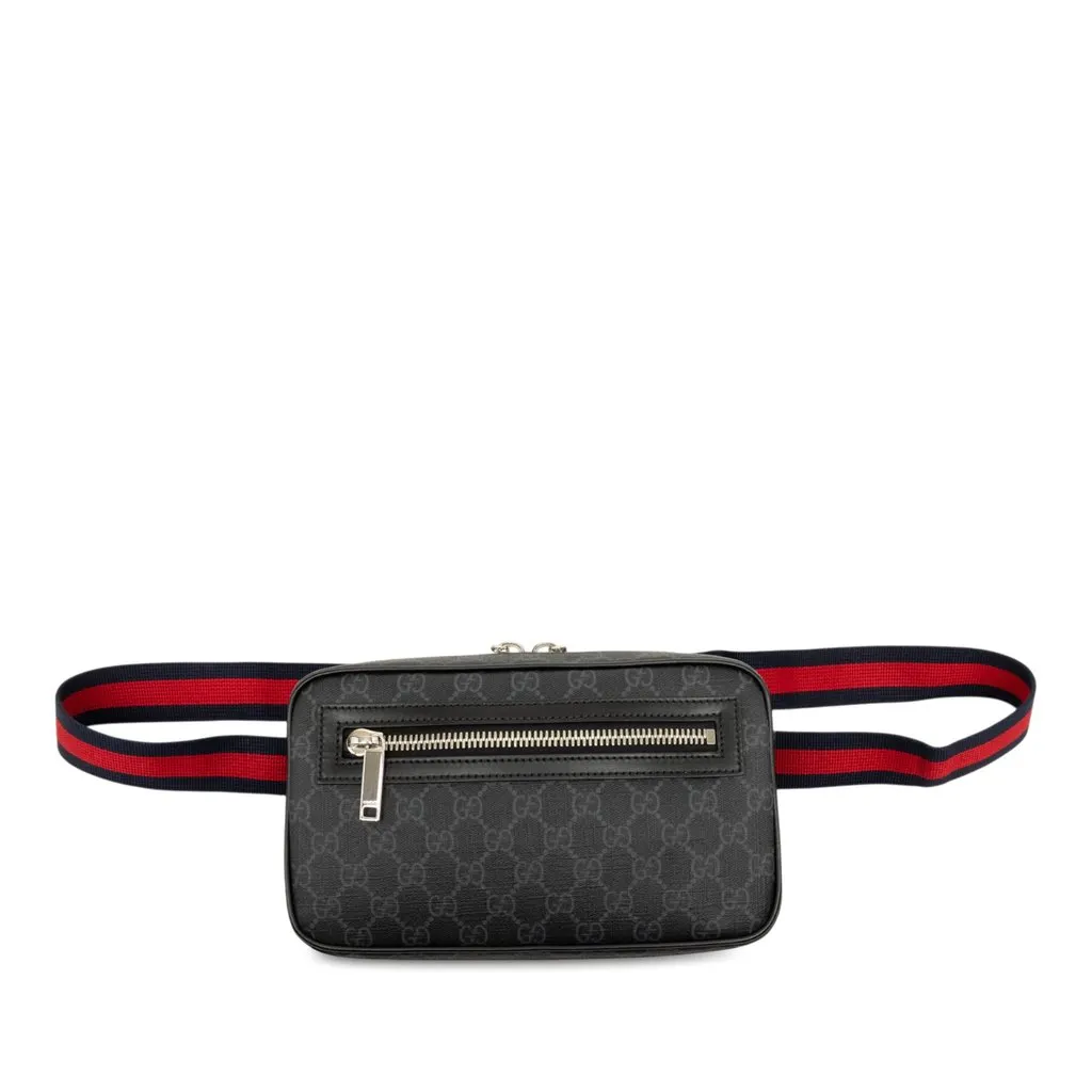 Gucci GG Supreme Web Belt Bag Black Very good - Front View